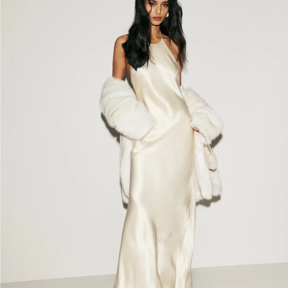 Reformation Cream Backless Dress